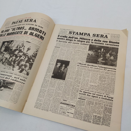 Fascicolo rilegato con riproduzione di prime pagine24 giornali anni 60
