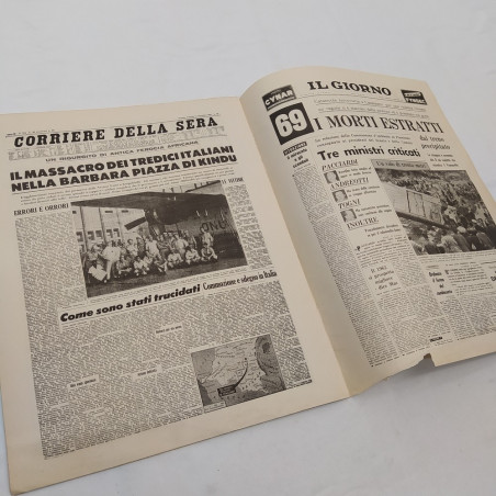 Fascicolo rilegato con riproduzione di prime pagine24 giornali anni 60