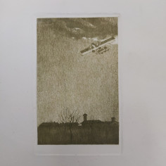 Incisione litografia aereo Caproni timbro a secco Senza Cozzar Dirocco Caproni 2