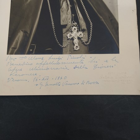 Foto di prelato veronese anni 60 con dedica autografa Vescovo Bova