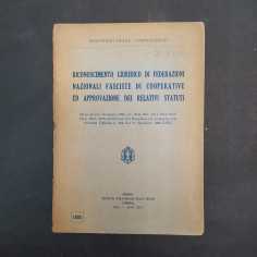 Libretto Riconoscimento Giuridico di Federazioni Nazionali Fasciste … 1934