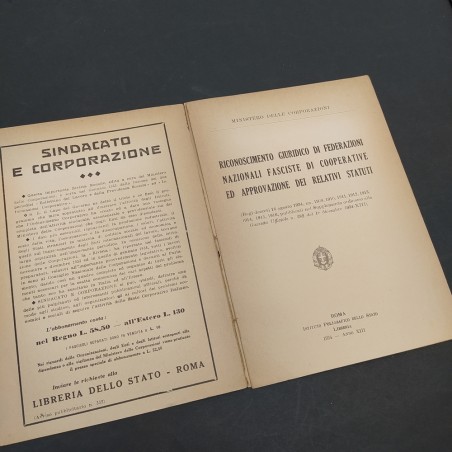 Libretto Riconoscimento Giuridico di Federazioni Nazionali Fasciste … 1934