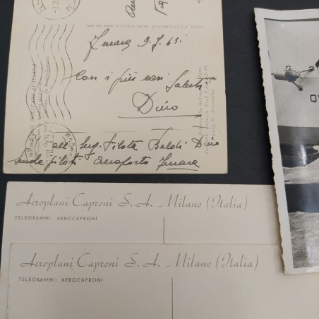 Lotto di 4 tra cartoline e foto aerei Caproni