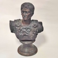 Busto in bronzo raffigurante antico romano Gaio Giulio Cesare Ottaviano Augusto 2