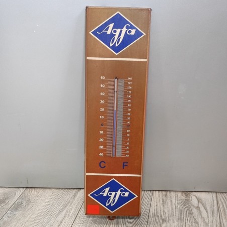 Vintage termometro da parete in metallo pubblicitario Agfa 15x52 cm