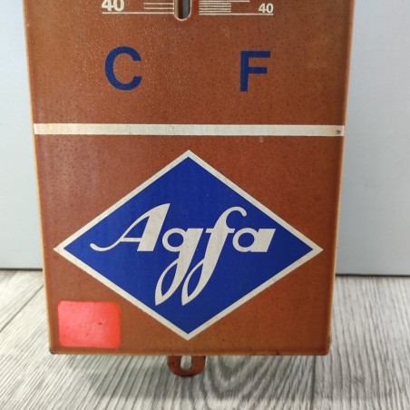 Vintage termometro da parete in metallo pubblicitario Agfa 15x52 cm