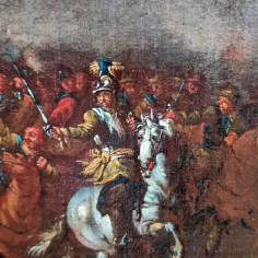 Quadro olio su tela soggetto battaglia del XVII° secolo area fiamminga 2
