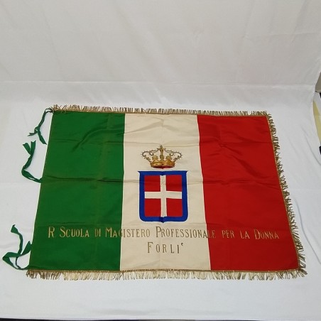 Bandiera da parata tricolore Regno d'Italia Scuola professionale Forlì