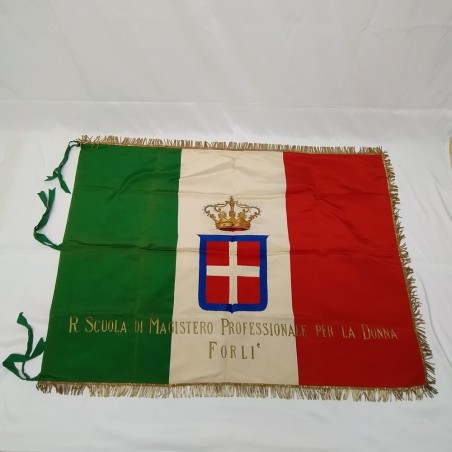 Bandiera da parata tricolore Regno d'Italia Scuola professionale Forlì