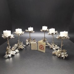6x candeliere margherita argento vero fiore rivestito in argento h. 12 cm