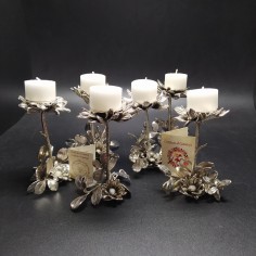 6x candeliere margherita argento vero fiore rivestito in argento h. 12 cm 2