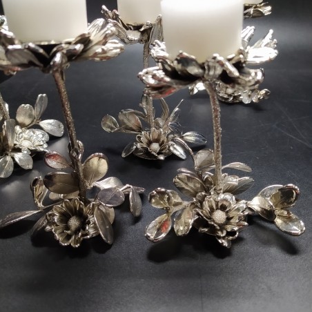 6x candeliere margherita argento vero fiore rivestito in argento h. 12 cm