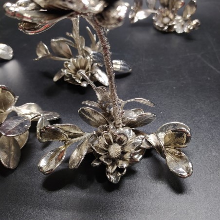 6x candeliere margherita argento vero fiore rivestito in argento h. 12 cm