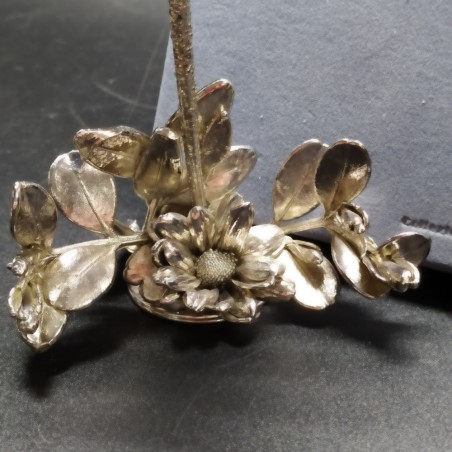 6x candeliere margherita argento vero fiore rivestito in argento h. 12 cm