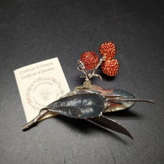Ramoscello rivestito in argento 925 con bacche rosse 2