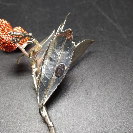 Ramoscello rivestito in argento 925 con bacche rosse