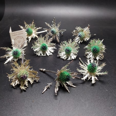 10x fiore di cardo elettroformati in argento 925 simbolo fortuna