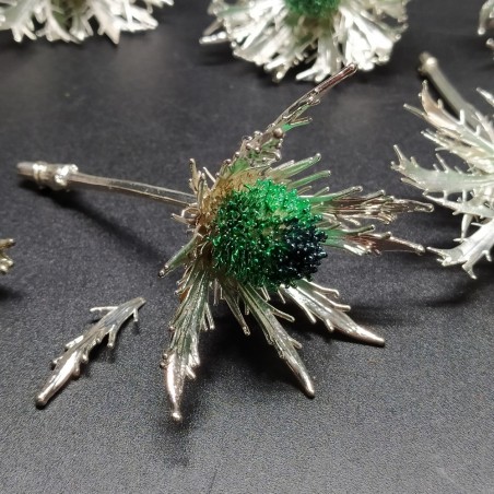 10x fiore di cardo elettroformati in argento 925 simbolo fortuna