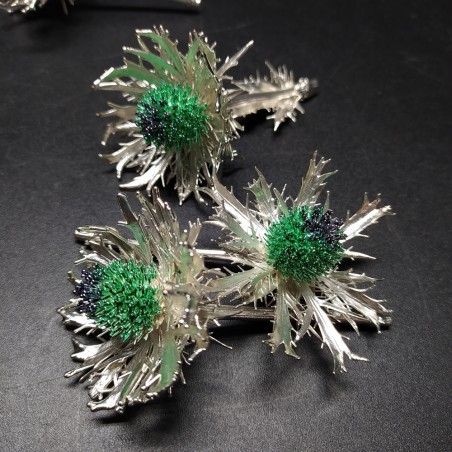 10x fiore di cardo elettroformati in argento 925 simbolo fortuna