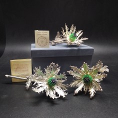 Fiore di cardo elettroformato in argento 925 simbolo fortuna l.16 cm