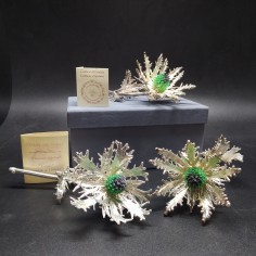 Fiore di cardo elettroformato in argento 925 simbolo fortuna l.16 cm 2