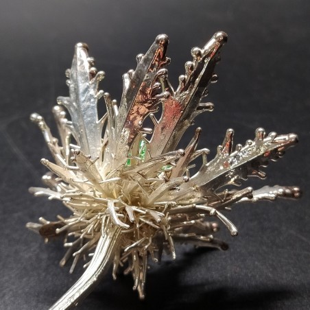 Fiore di cardo elettroformato in argento 925 simbolo fortuna l.16 cm
