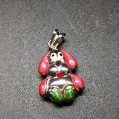 4x ciondolo a forma di cane smalti rosa e verdi 2,5x2 cm 2