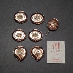 7x  piccole scatoline contenitori bagnati oro rosso 18 kt marca AMD