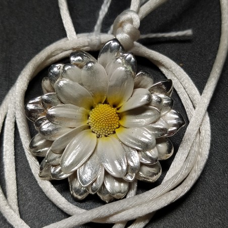 Collana fiore di margherita rivestito in argento d. 35 mm