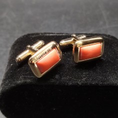 Gemelli da camicia Ulturale in argento 925 dorato e pasta di corallo
