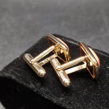 Gemelli da camicia Ulturale in argento 925 dorato e pasta di corallo