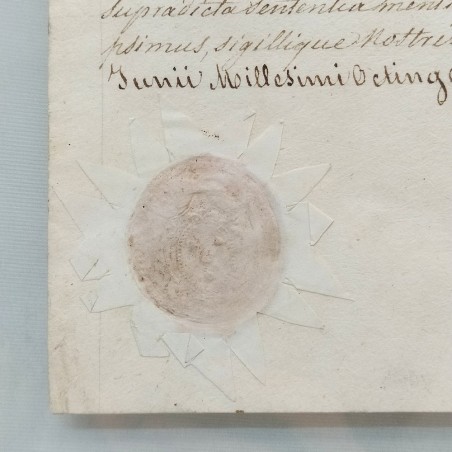 Documento incorniciato di Placido Gabrielli fine 800 in latino