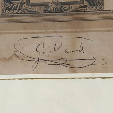 Stampa ritratto di Giuseppe Verdi formato 38x56 cm con autografo in calce