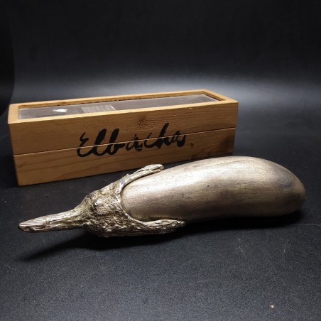 Amine El Bacha melanzana in metallo argentato con cofanetto legno