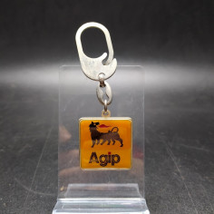 Portachiavi pubblicitario quadrato Agip cane 6 zampe Freddi e Azimonti Petroli