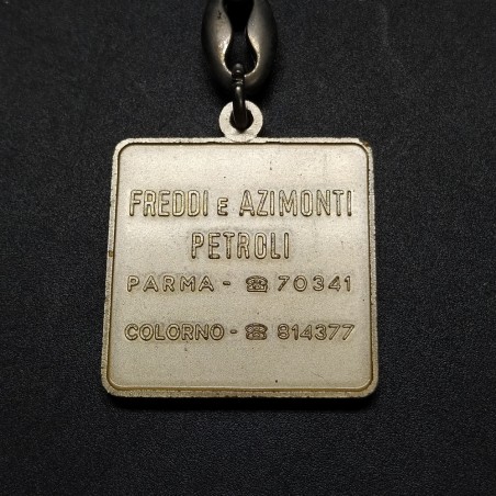 Portachiavi pubblicitario quadrato Agip cane 6 zampe Freddi e Azimonti Petroli