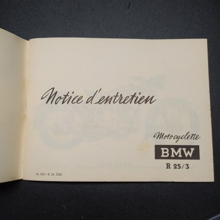 Libretto Uso manutenzione BMW R25/3 Notice d'Entretien Francese 1954