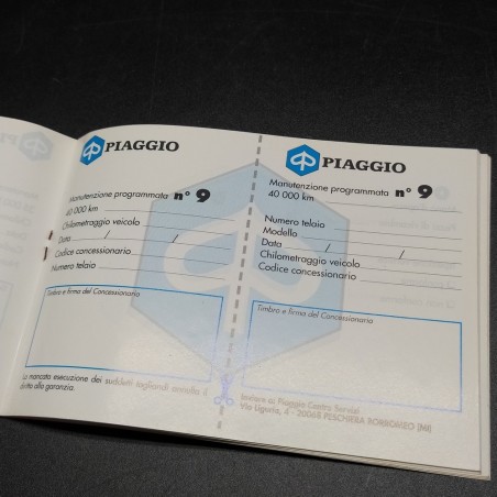 Libretto di Garanzia Veicoli Trasporto Leggero Piaggio nuovo non compilato