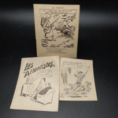 Lotto di 3 opuscoli francesi per Propaganda di Guerra WWII Jean Chaperon