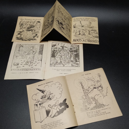 Lotto di 3 opuscoli francesi per Propaganda di Guerra WWII Jean Chaperon