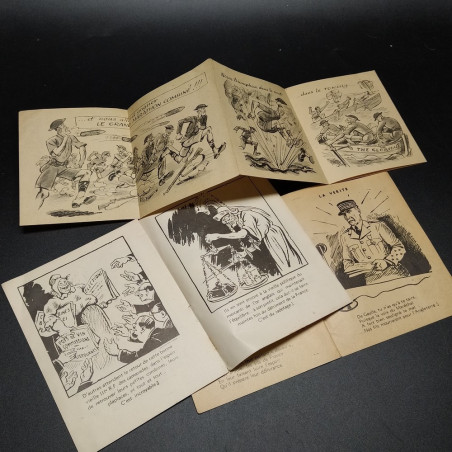 Lotto di 3 opuscoli francesi per Propaganda di Guerra WWII Jean Chaperon