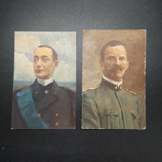 Lotto di 2 cartoline a colori Reali Savoia Duca Abruzzi e V.Emanuele III