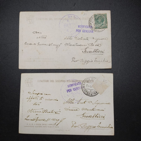 Lotto di 2 cartoline a colori Reali Savoia Duca Abruzzi e V.Emanuele III