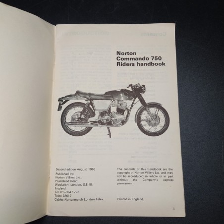 Manuale Norton Commando 750 riders handbook 2° ed. 1968