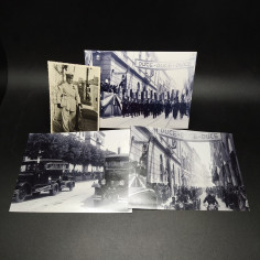 Lotto di 3 ristampe foto parata fascista annni 30 e foto di Benito Mussolini