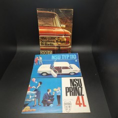 Lotto di 3 cataloghi brochure NSU Prinz scritte a penna e timbri