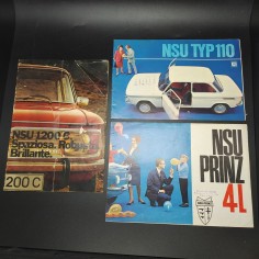 Lotto di 3 cataloghi brochure NSU Prinz scritte a penna e timbri 2