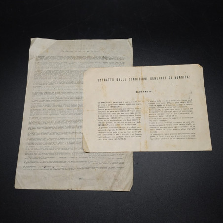 certificato di Garanzia Lambretta 125 B e fattura anno 1949