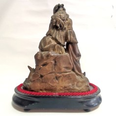 Statua francese in ottone dorato metà 800 fanciulla con colomba al seno 2