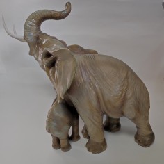 Ceramica mamma elefante con elefantino h. 43 cm 2